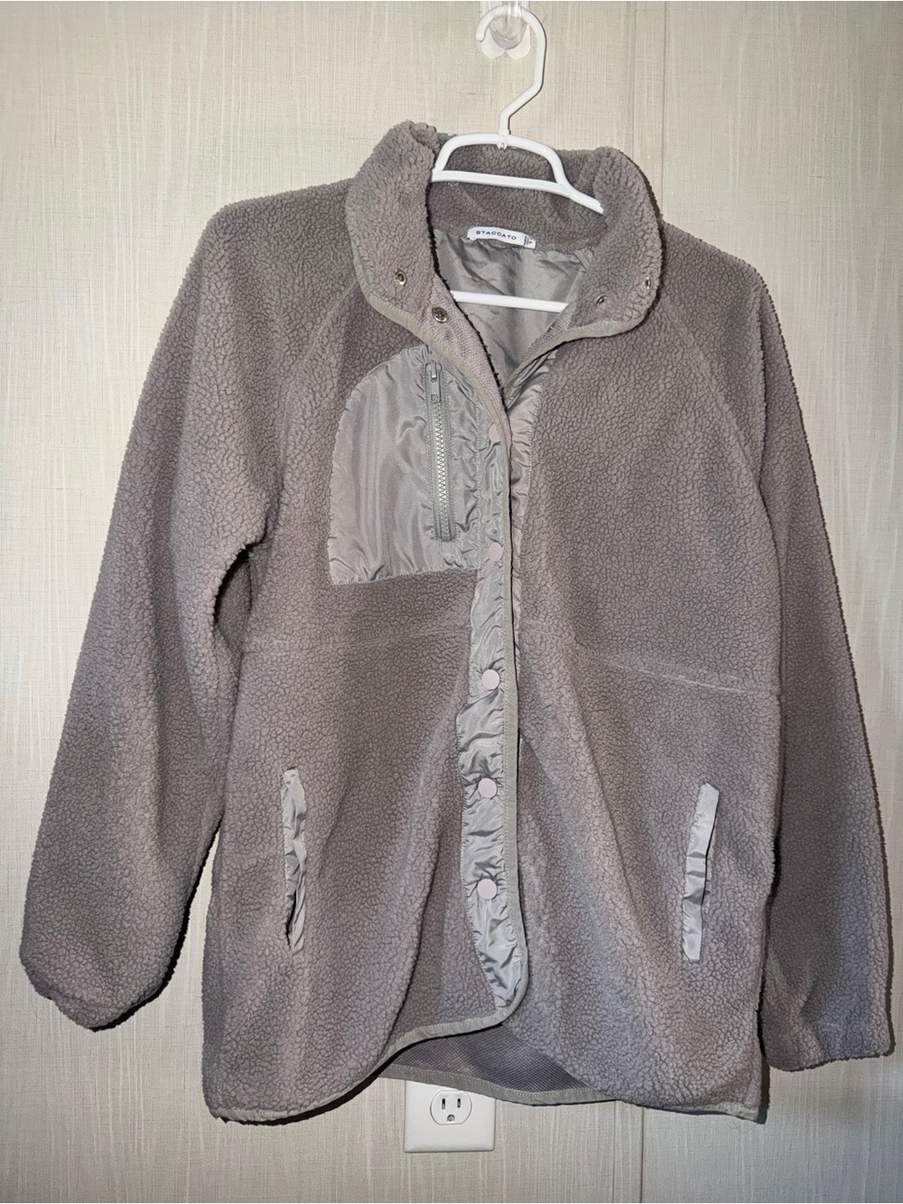 Staccato Women's Light Gray Teddy Sherpa Jacket